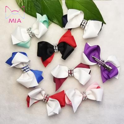 China Fashionable 3 Inch Double Color Bowknot Hair Clip Hair Bows For Babies for sale