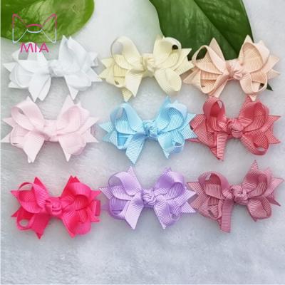 China Fashionable 2.5 inch MIA little ones stacked ribbon hair bow with clip for kids hair accessories for sale