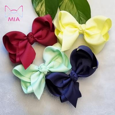 China Trendy 3.5 Inch Grosgrain Ribbon Bowknot Bow Hair Cut Cute Baby Bow Clip Sets Baby Hair Accessory for sale