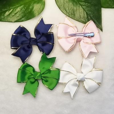 China Fashionable Baby Kids Edge Ribbon Hair Clips Gold Mini Hair Clips Hairpin For Kids Girls Hair Accessories for sale