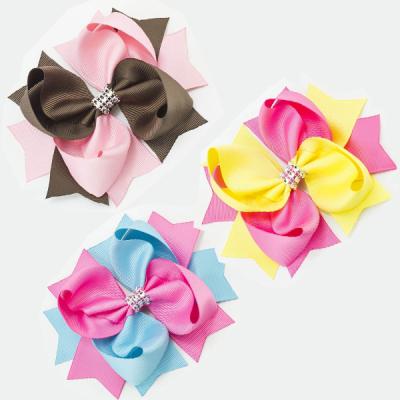 China Beautiful 5.5 Inch Large Size Grosgrain Ribbon Sweet Diamond Chain Hair Bow Girls Hair Accessories for sale