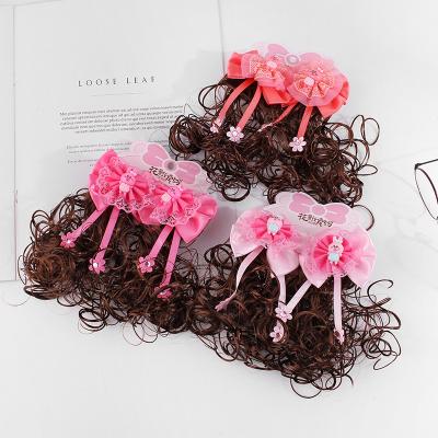 China Hair clip bow hairpin cloth crown head flower wig new cute children accessories rabbit little princess hair clip for sale