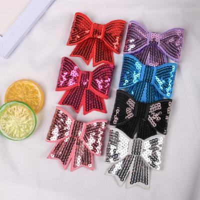 China Fashion cute children's tail hair accessories 3 inch sequin bow hairpin crocodile cute bifurcated clip girl's tail hair accessories for sale