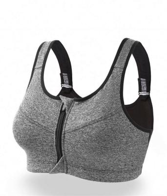 China Women's Breathable Fitness UB1261 No Ring Yoga Zipper High Impact Steel Adjustable Plus Size Sports Bra Crop Top for sale