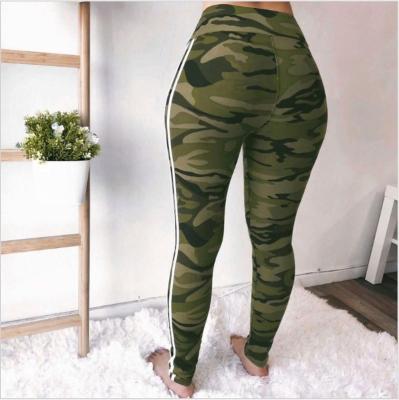 China Anti-wrinkle European and American women's slim thin camouflage yoga pants three colors optional casual women's pants solid color leggings for sale