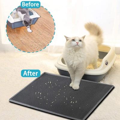 China Waterproof Mat Honeycomb Double Layer Trapping Litter Pet Kitty Cat Litter Mat Design Waterproof Urine Proof for sale