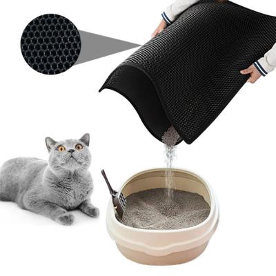 China Double Layer Honeycomb Design Durable Waterproof EVA Pet Cat Litter Trapper Easy Clean Mat With Non Slip Backing for sale