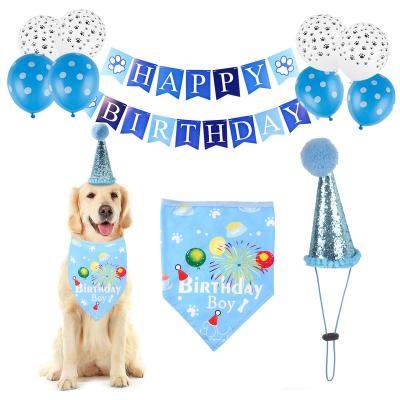 China 2022 Viable Hot Sale Cute Dog Birthday Party Hat And Scarf Set for sale