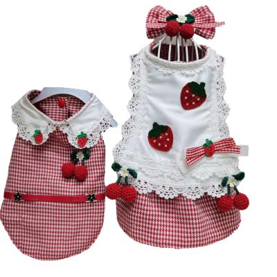 China Viable Cute Strawberry Fashion Dog Party Sleeveless Shirt Dress Clothes for sale