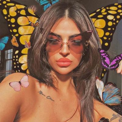 China Fashion Sunglasses Wholesale 2021 Instagram Hot Selling Butterfly Trendy Rimless Oversized Sunglasses 2020 Shades Women for sale