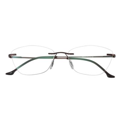 China High Quality NS6014 Anti Reading Glasses Metal Glass Rimless Blue Optical Frame For Men for sale