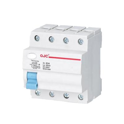 China QJC Factory Direct Sales 4 Pole In 63A AC 400V Rccb Circuit Breaker 6KA for sale