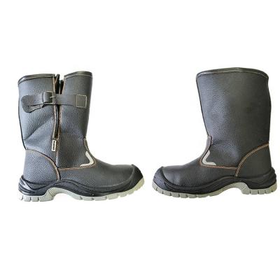 China Anti-Slip High Cut Slip-on Wear Safety Boots Embossed PU Upper Injection Leather Sole Work Boots for sale