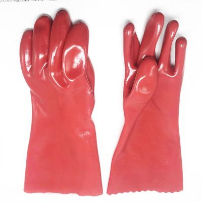 China Anti-impact 27/30/35/40cm Oil Resistant Waterproof PVC Industrial Rubber Gloves for sale