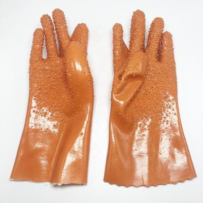 China Anti-impact Chemical Resistant PVC Coating With Non-Slip Particle Gloves for sale