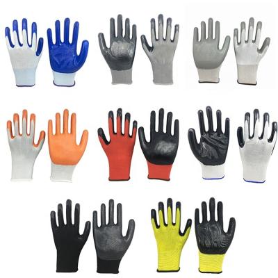 China Anti-impact Hand Gloves 13G White Polyester Gray Nitrile Work Safety Gloves Personal Protective Equipment for sale