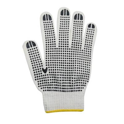 China Cheap Anti-Slip PVC Dotted White Construction Cotton Safety Hand Gloves for sale