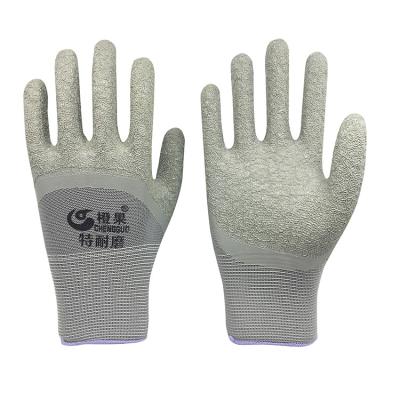 China Labor Resources 13G Polyester Shell 3/4Dip Anti-Slip Latex Ply Coated Work Safety Gloves for sale