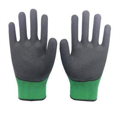 China Anti-slip 13G polyester latex super-foam 3/4 coated finger reinforced gloves /safety working glove en388 for sale