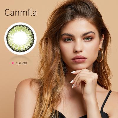 China HAMA Wholesale Natural 3 Tone Soft Olive Green Colored Contact Lens for sale