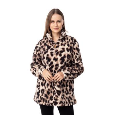 China Sustainable Hot Selling Leopard Women's Sherpa Sweater In Stock for sale