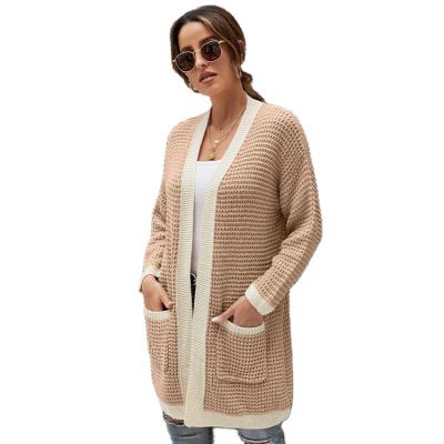 China Anti-wrinkle 2021 knitted Front Knitted Cardigan With OL Open Front permutation style long sleeve cardigan autumn winter for sale