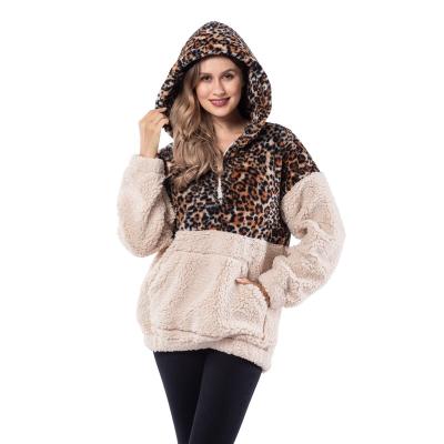 China Wholesale Yiwu Leopard Plus Size Full Sleeve Monogrammed Sherpa Fleece Pullover Hoodies For Women. for sale