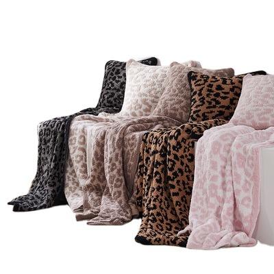 China Velvet Leopard Print Soft Knitted Plus Blanket for sale