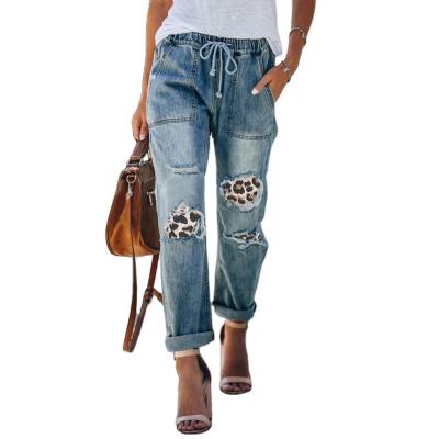 China Wish waterproof European and American pattern printed loose wide-leg jeans for sale