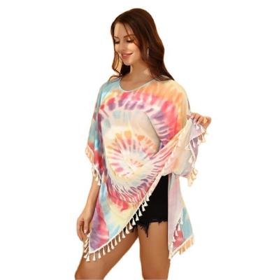 China Pretty Plus Size Tie Dye Breathable Hot Selling Beach Cover Up for sale