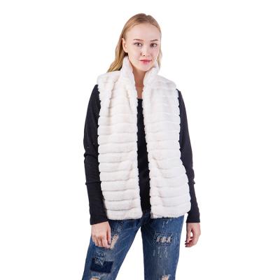 China 2021 Winter Big Sale Anti-wrinkle RTS Women's Stripe Faux Fur Vest for sale