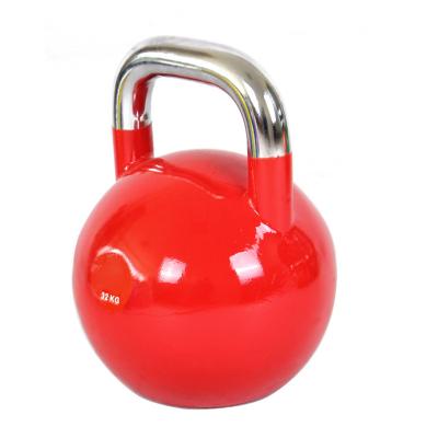 China Rubber+cast iron weightlifting free weight fitness steel kettlebell with chromed handle for sport competition for sale