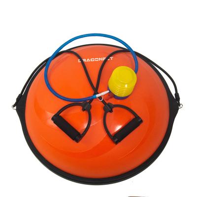 China Wholesale portable yoga half balance ball trainer with resistance belt and foot pump for yoga fitness strength exercise/gym yoga balls for sale