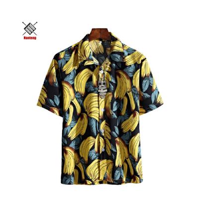 China Anti-pilling Low MOQ Custom Sublimation Digital Printing Group Vintage Beach Silk Cotton Eco Friendly Short Sleeve Casual Hawaiian Shirt for sale