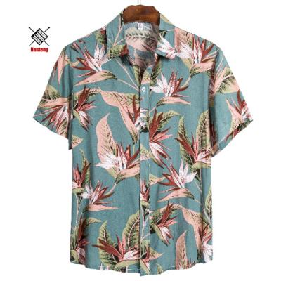 China Anti-pilling Low MOQ Custom Sublimation Digital Printing Floral Hawaiian Shirt Man Group Short Sleeve Vintage Eco-Friendly Beach for sale