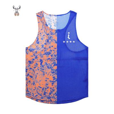 China Custom Logo Loose Bodybuilding Workout QUICK DRY Sublimation Printing Drop Sleeve Opening Men Gym Tank Tops for sale