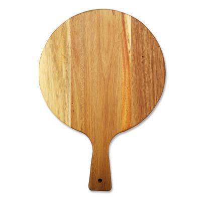 China Sustainable Custom Premium Acacia Wood Pizza Tray Cutting Board Meat Fruit Cutting Plates With Handle for sale