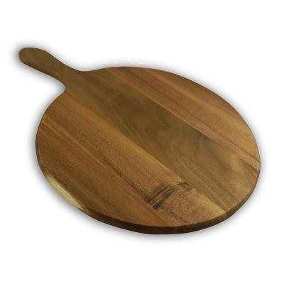 China Sustainable Wholesale High Quality Kitchenware Acacia Round Cheese Wooden Cutting Board Serving Boards With Handle for sale