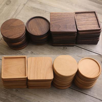 China Natural Wood Cup Heat Resistant Stored Mat For Coffee Trivets Beverage Coasters for sale