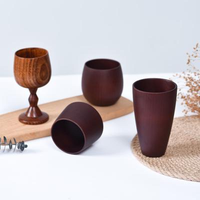 China Factory Price Wholesale Minimalist Japanese Cedar Wood Tea Cup Coffee Wine Wine Natural Solid Cup for sale