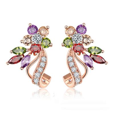 China Vintage New Fashion Jewelry Ladies Creative Full Diamond Star Flower Stud Earrings Zircon Earrings for sale