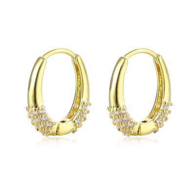 China Vintage 2021 Trendy Jewelry Diamond Hoop Earrings Gold Plated Cubic Zirconia Huggie U-Shaped Earrings for sale