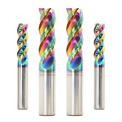 China Cemented Carbide Tungsten Steel Alloy Milling Cutter U-Slot DLC Colored Coating CNC Cutter High Gloss Aluminum 3 Flute End Mill for sale