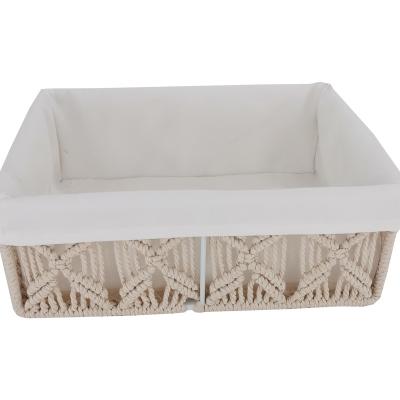 China Factory Supply Sustainable Cotton Thick Rope Woven Laundry Storage Basket for sale