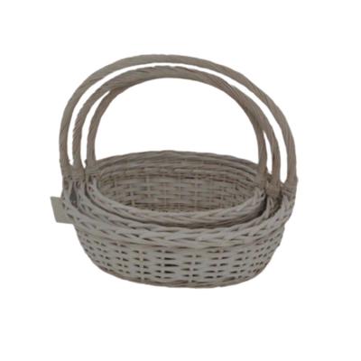 China Sustainable Professional Manufacturer Wicker Oval Basket With Handle for sale