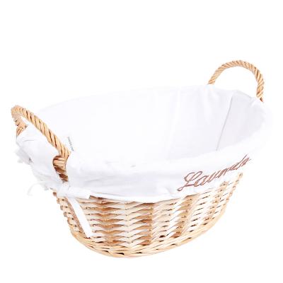 China Custom Viable Empty Wicker Decorative Gift Storage Woven Basket With Embroidery Lining for sale