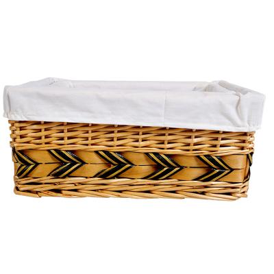 China Sustainable Functional Wicker Stackable Storage Baskets With Lining for sale