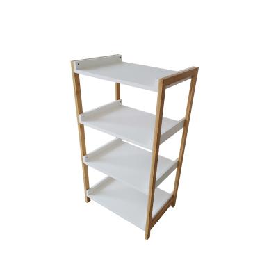 China Hot Selling Multifunctional Natural Bamboo Rack Stocked 4 Tier Bathroom Storage for sale