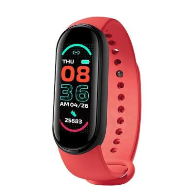 China New 2021 Touch Screen Smart Watch 0.96 Inch Heart Rate Blood Pressure Health Fitness Tracker M6 Temperature Smart Watch for sale