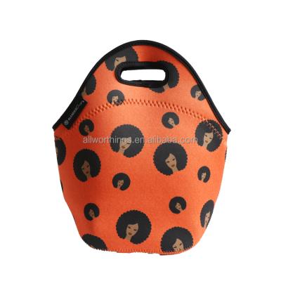 China Custom Logo Insulated Printed Reusable Neoprene Lunch Bag Insulated Cooler Bag for sale